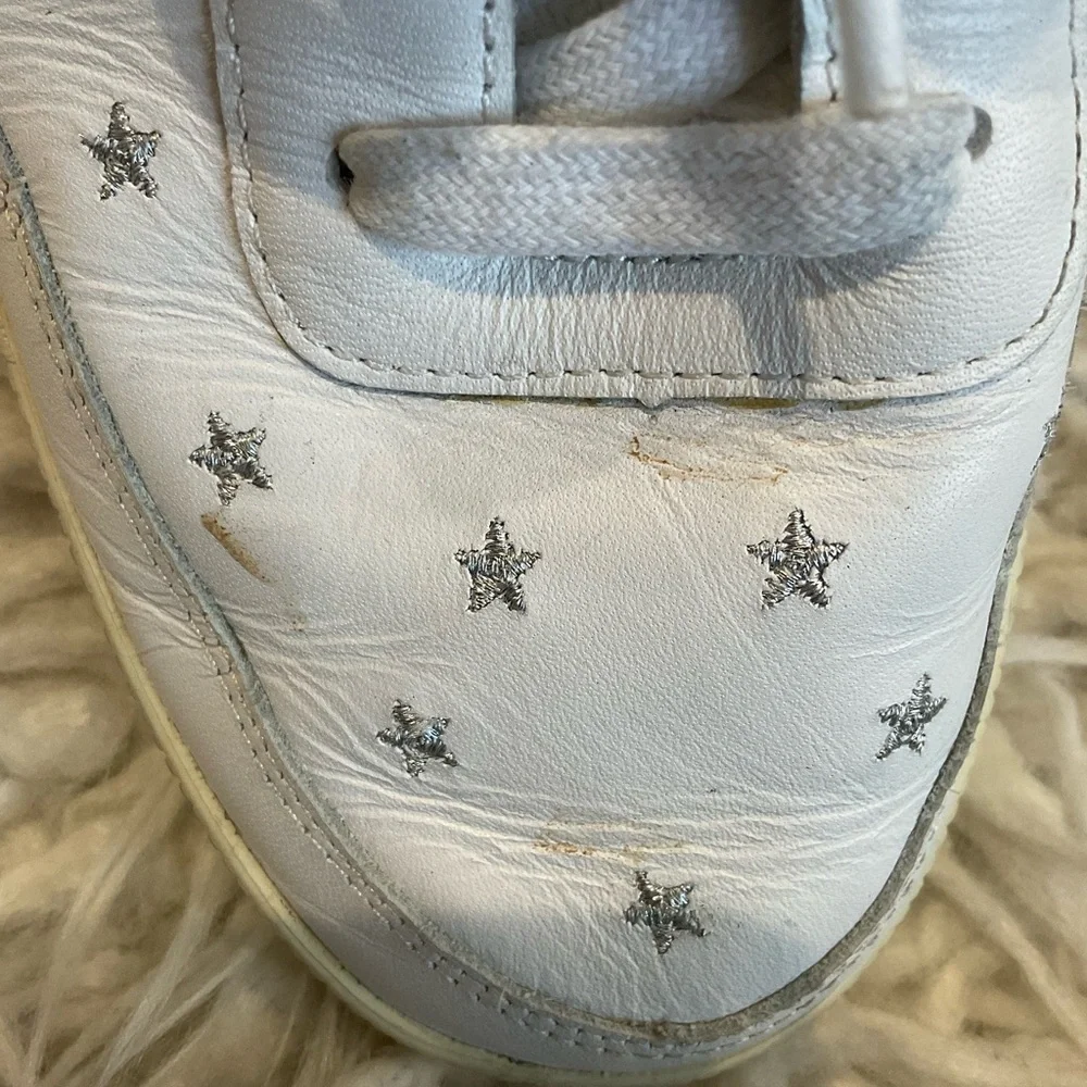 Senso Aurora White Leather Star Accent Low-Top Lace Up Platform Sneakers Size 40